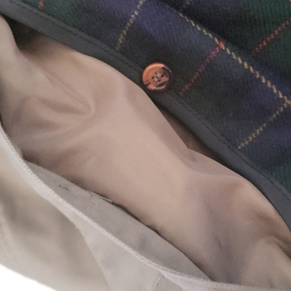 Out Brook Vintage brown trench coat with removable plaid flannel lining - Picture 10 of 12